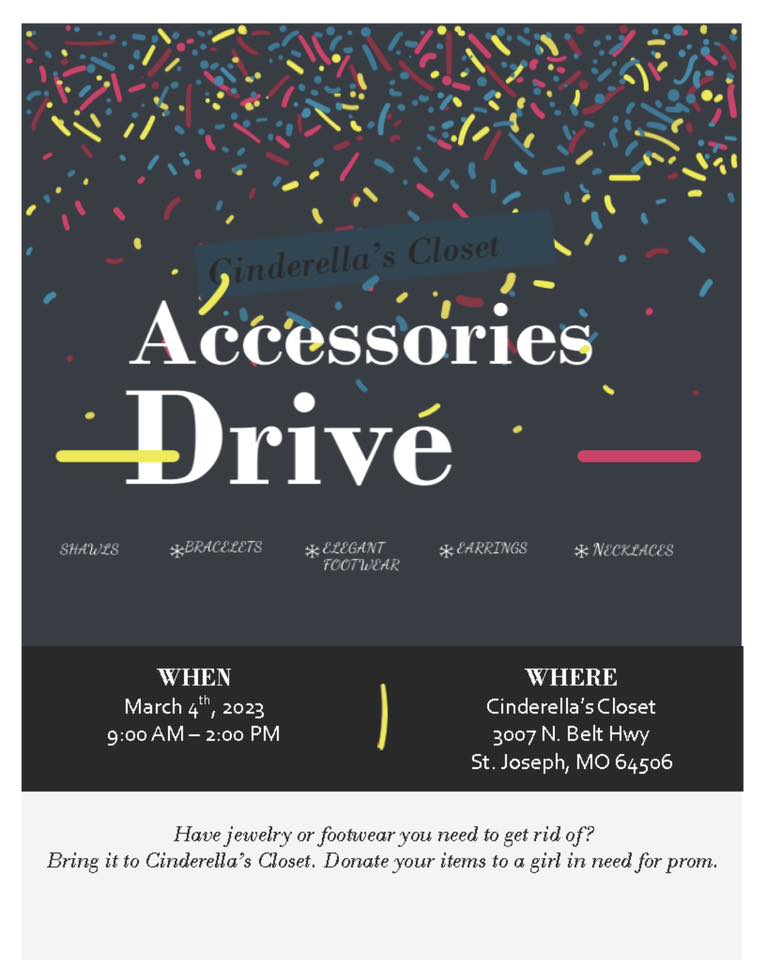 Cinderella’s Closet Accessories Drive