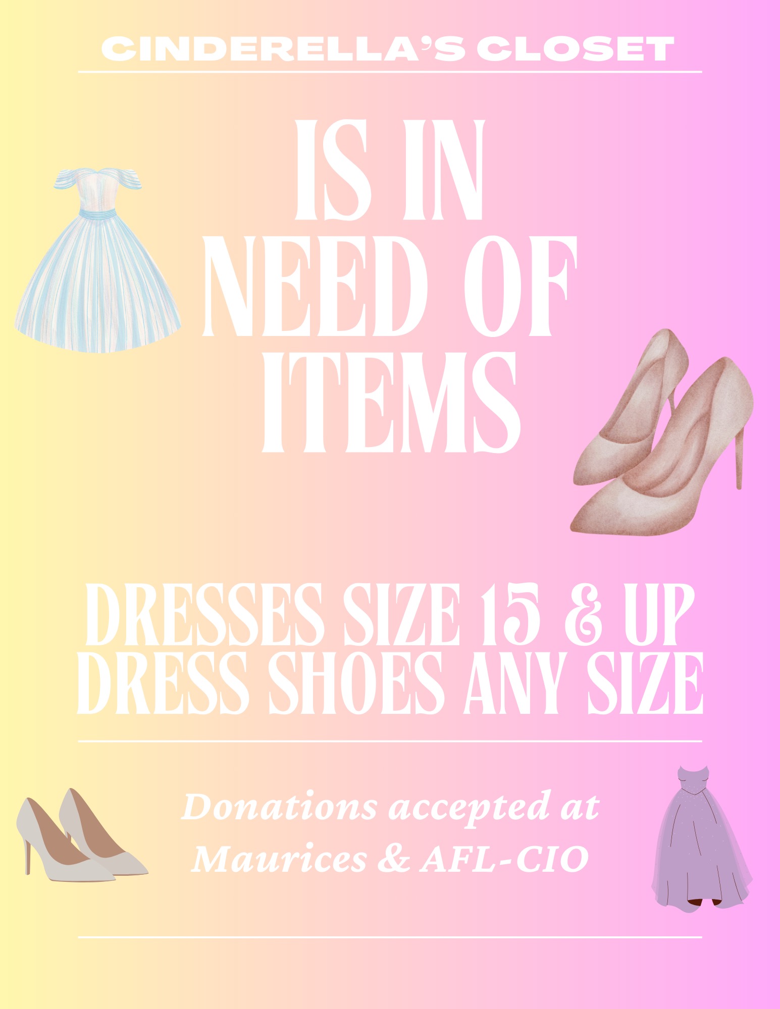 Cinderella’s Closet Needs Donations